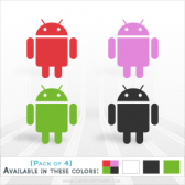 mini Android Decal Pack - 4 Individual Die Cut Stickers