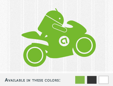 Android Riding Motorcycle Decal